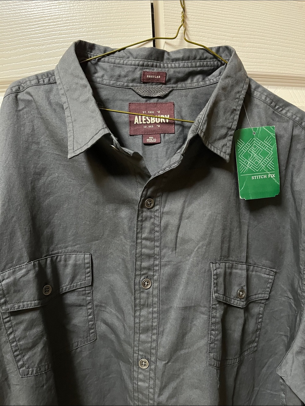 Aylesbury Men’s Dark Grey Button-Down Cotton workShirt. XXL NWT